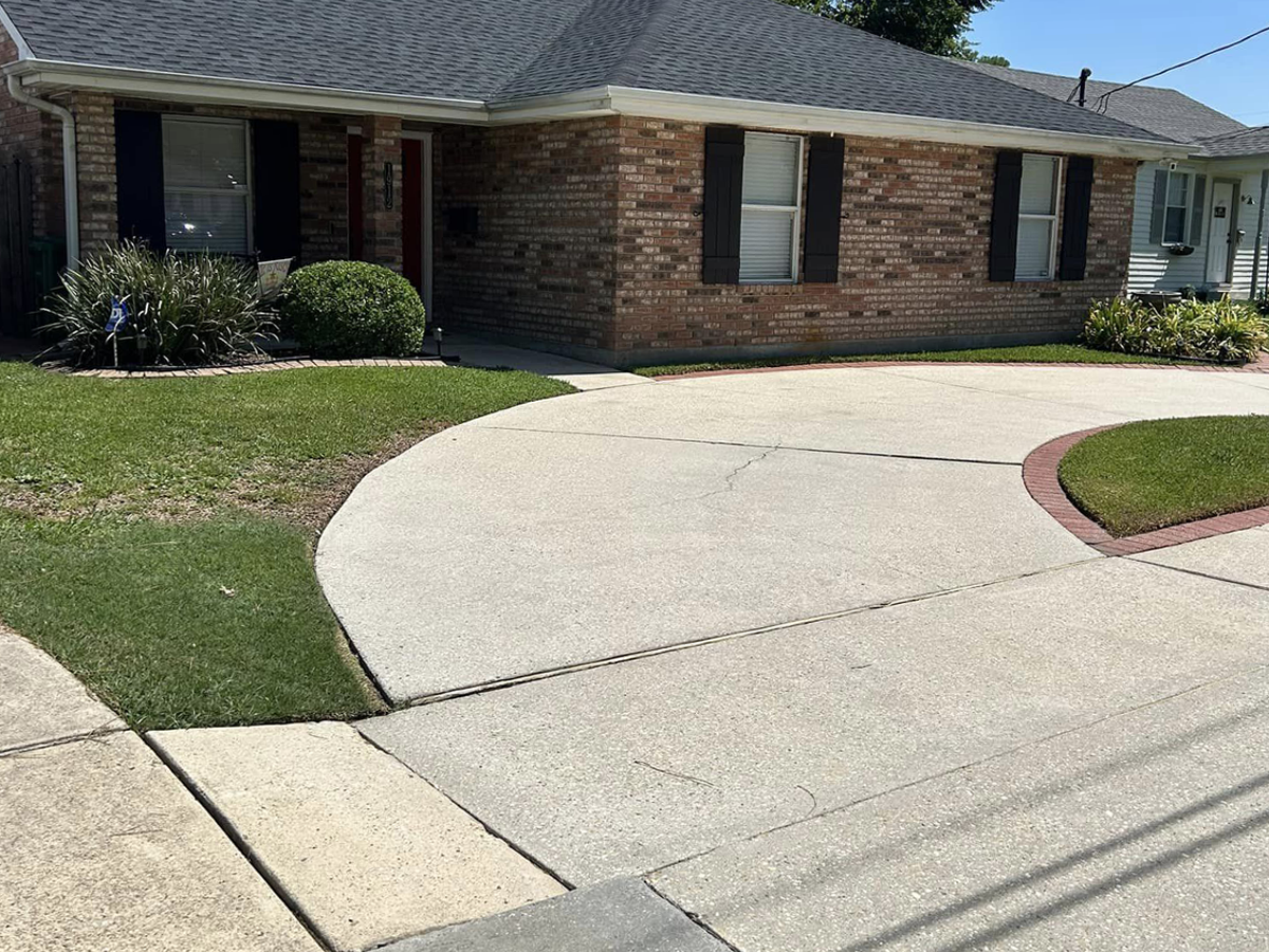 after pressure washing driveway